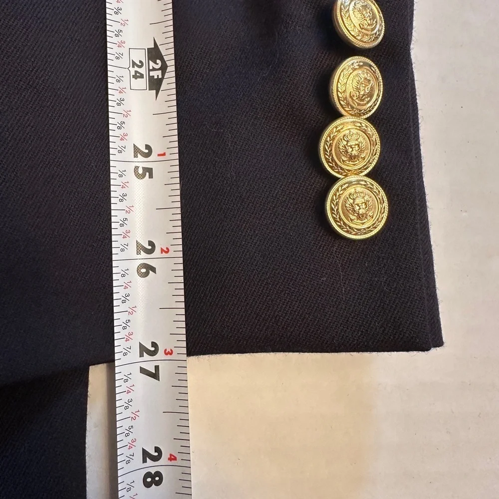 NWT J. Crew Men's Size 40L Gold Button Blazer Black‎ 100% Wool Style 63737